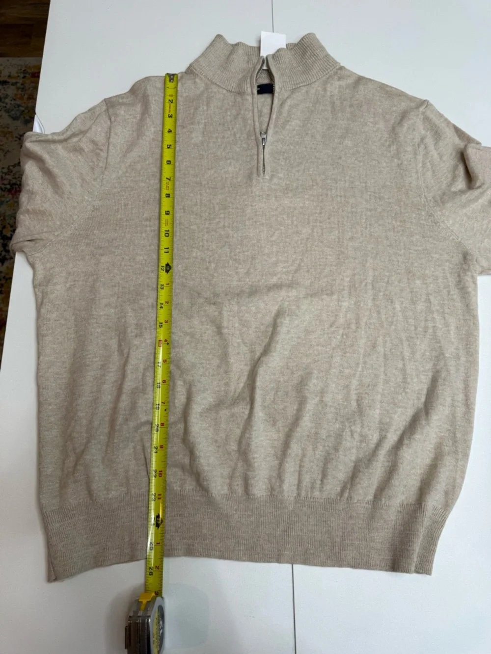 J.Crew 100% Cotton Quarter-Zip Sweater Heather Oatmeal Size XL ( Summer/Spring)